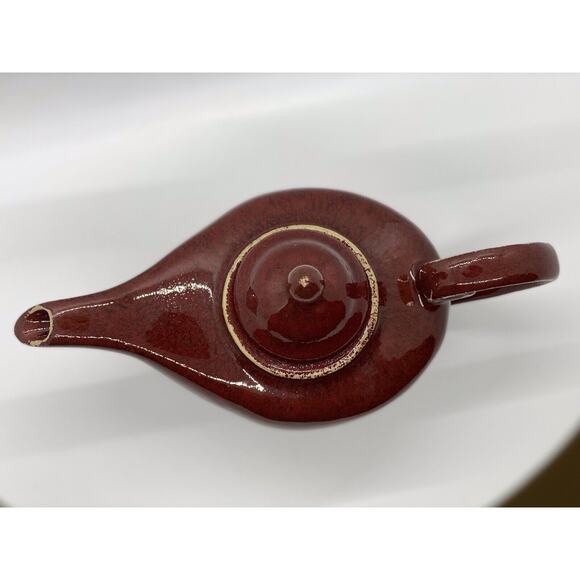 Pier 1 Imports Aladdin Teapot w/Lid Earthenware Rustic Red Holds 2 Cups - Picture 4 of 10